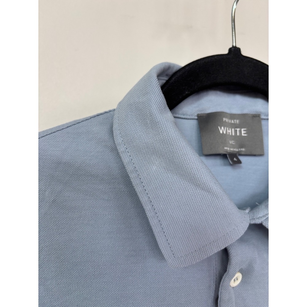 Private White V.C. Mens Light Blue Pique Cotton Polo Shirt Made in England Sz 4 - Picture 8 of 11